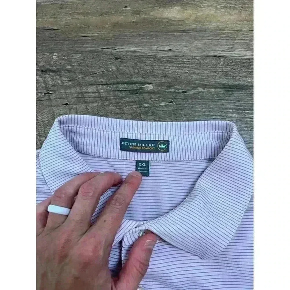 Peter Millar Summer Comfort Pink White Striped Men's XXL Polo Short Sleeve Golf - Picture 2 of 11